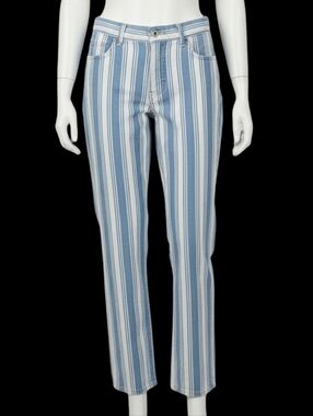American Eagle Outfitters Blue and White Striped Straight Leg Jeans